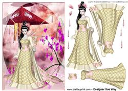 Geisha A5 Card Front Decoupage