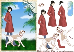 Walking the Dog Card Front and Decoupage