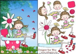 Flower Pot Girl Card Front and Decoupage