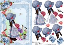 Cute Little Lydia in the Garden Card Front and Decoupage