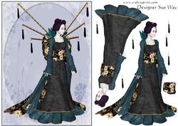 Teal Geisha Decoupage A5 Card Front