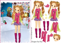 Christmas Girls! Candy Canes and Gingerbread Card Front and Decoupage