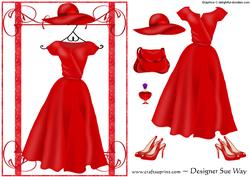 The Red Dress ~ Fashion Decoupage Card Front