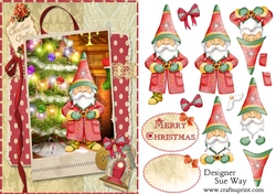 Santa Gnome Christmas Visit A5 Card Front & Decoupage
