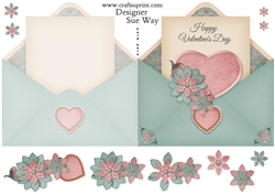 Valentine Heart Envelope Shape Card Green