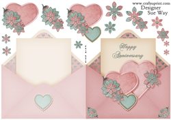 Anniversary Heart Envelope Shape Card Pink