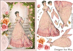 Victorian Lady Peach Delight A5 Card Front & Decoupage