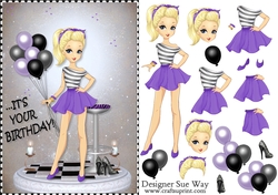 Its your Birthday! Fashion Girl Balloons & Shoes Card Front & Decoupage