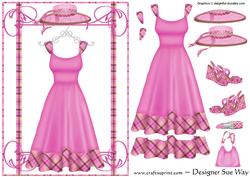 The Pink Dress ~ Fashion Decoupage Card Front
