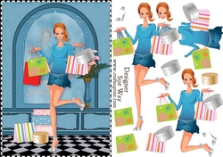Shopping Girls! Shopping Spree Card Front & Decoupage