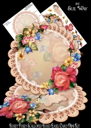 Rosey Posey Scalloped Round Easel Card Mini Kit
