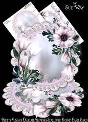 Pretty Ring of Delicate Flowers Scalloped Round Easel Card MIni Kit