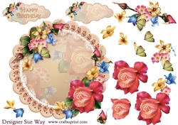 Rosey Posey Scalloped Round Card Topper & Decoupage