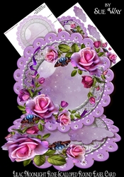 Lilac Moonlight Rose Scalloped Round Easel Card Mini Kit