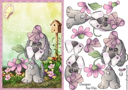 Flower Puppy Dog Card Front & Decoupage