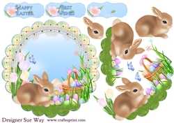 Easter Bunny Scalloped Round Topper & Decoupage
