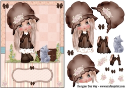 Little Girl & Her Kitten Card Front & Decoupage