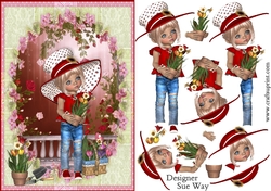 Sweet Little Gardener A5 Card Front & Decoupage