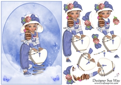 Sweet little Love Heart Girl Topper & Decoupage