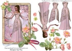 Beautiful Lady in a Flower Frame
