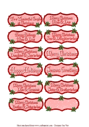 Small Red Festive Holly Greeting Tags 
