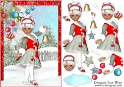Sweet Little Ringing in the Christmas Cheer A5 Card Front & Decoupage