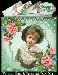 Vintage Girl & Flowers Mini Kit