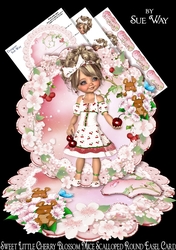 Sweet Little Cherry Blossom Mice Scalloped Round Easel Card Mini Kit