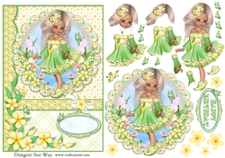 Sweet Little Dreaming of Spring A5 Card Front, Topper & Decoupage