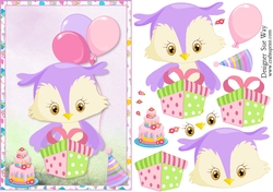 Birthday Girl Owl A5 Topper & Decoupage