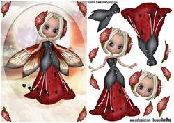 Red Fantasy Fairy Decoupage