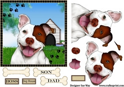 Smiling Staffordshire Bull Terrier Topper & Decoupage