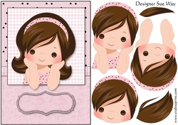Pink Window Girl A5 Card Topper & Decoupage