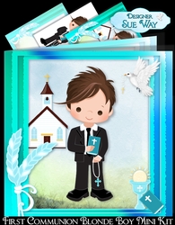 First Communion Brown Hair Boy Mini Kit