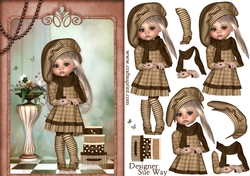 Sweet Little Fashion Pose A5 Card Front & Decoupage