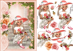 Sweet Little Blushing Rose A5 Card Front & Decoupage