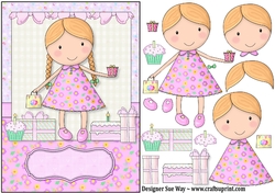 Cutie Pie Birthday Girl A5 Card Front & Decoupage