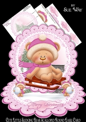 Cute Little Sledging Bear Scalloped Round Easel Mini Kit