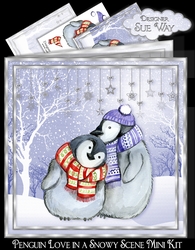 Penguin Love in a Snowy Scene Mini Kit