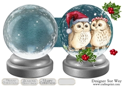 Christmas Owls Snow Globe