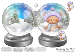 Cute Little Snowball Bear in a Snow Globe