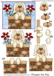 Flower Puppy Topper Decoupage