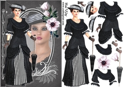 Edwardian Lady in Black & White Fashion Reflection