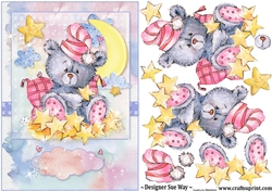 Moon and Stars Bear A5 Card Front & Decoupage