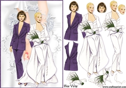 Bride and Bride Wedding Decoupage Purple Suit 2