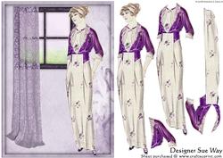 Stylish Deco Lady in Lilac Decoupage