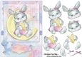 Moon and Stars Rabbit A5 Card Front Topper and Decoupage