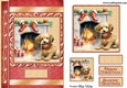 Cute Puppy By the Christmas Fireplace A5 Card Front, Topper and Gift Tag