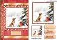 Snowy Dog Under the Christmas Tree A5 Card Front, Topper and Gift Tag