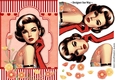 1950 Poppies Lady A5 Card Front & Decoupage